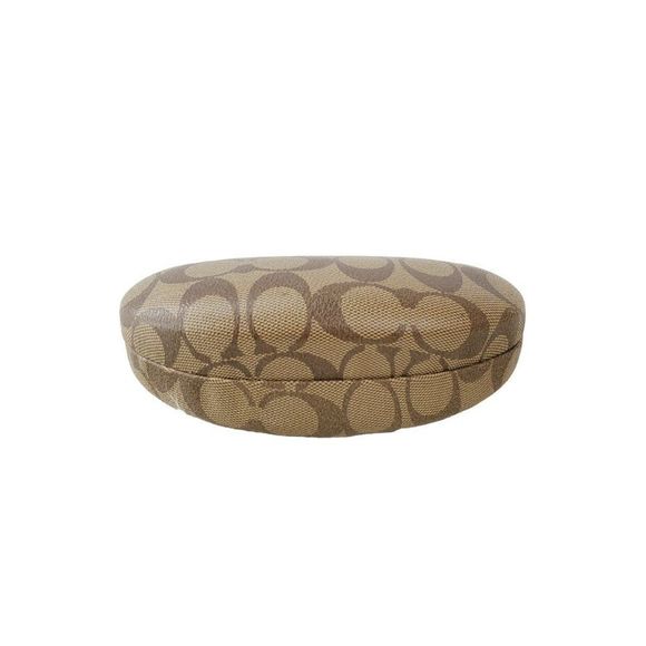 Coach Accessories - Coach Tan Brown Signature Print Hard Clamshell Eye Glasses or Sunglasses Case